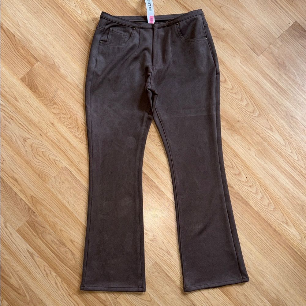 Lioness Brown Straight Leg Suede Style Pants Size Small Western Charismatic